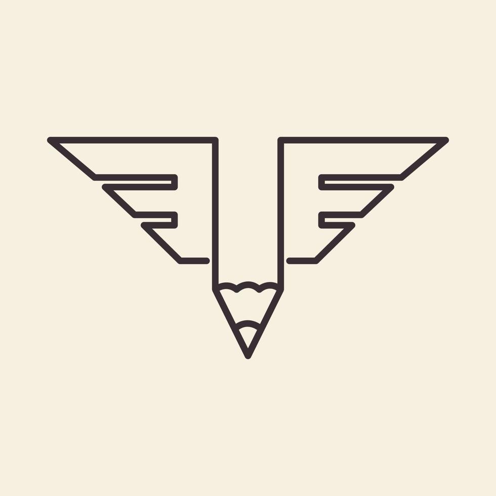 matita con le ali creative hipster line logo design grafico vettoriale simbolo icona illustrazione del segno idea creativa