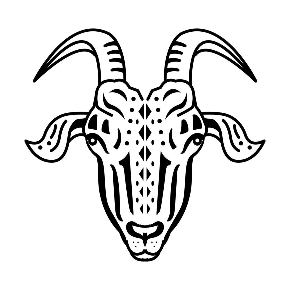 segno zodiacale cinese testa di capra stilizzato. vettore