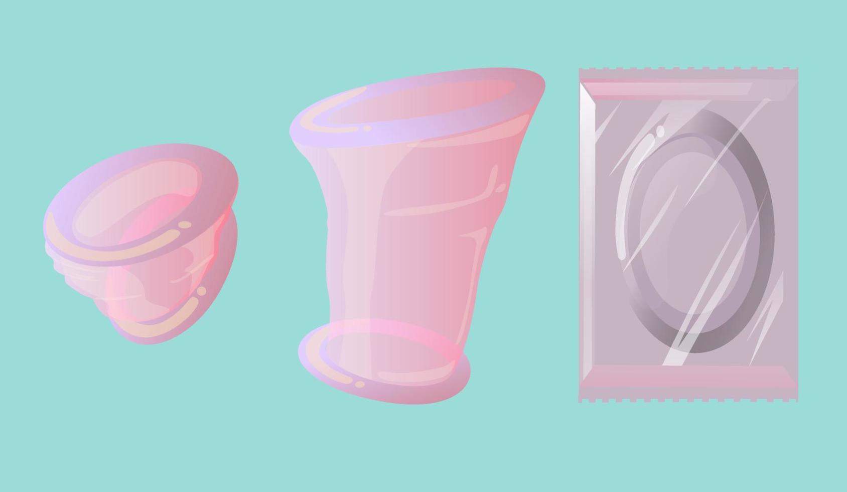 illustrazione piatta di preservativi femminili vettore