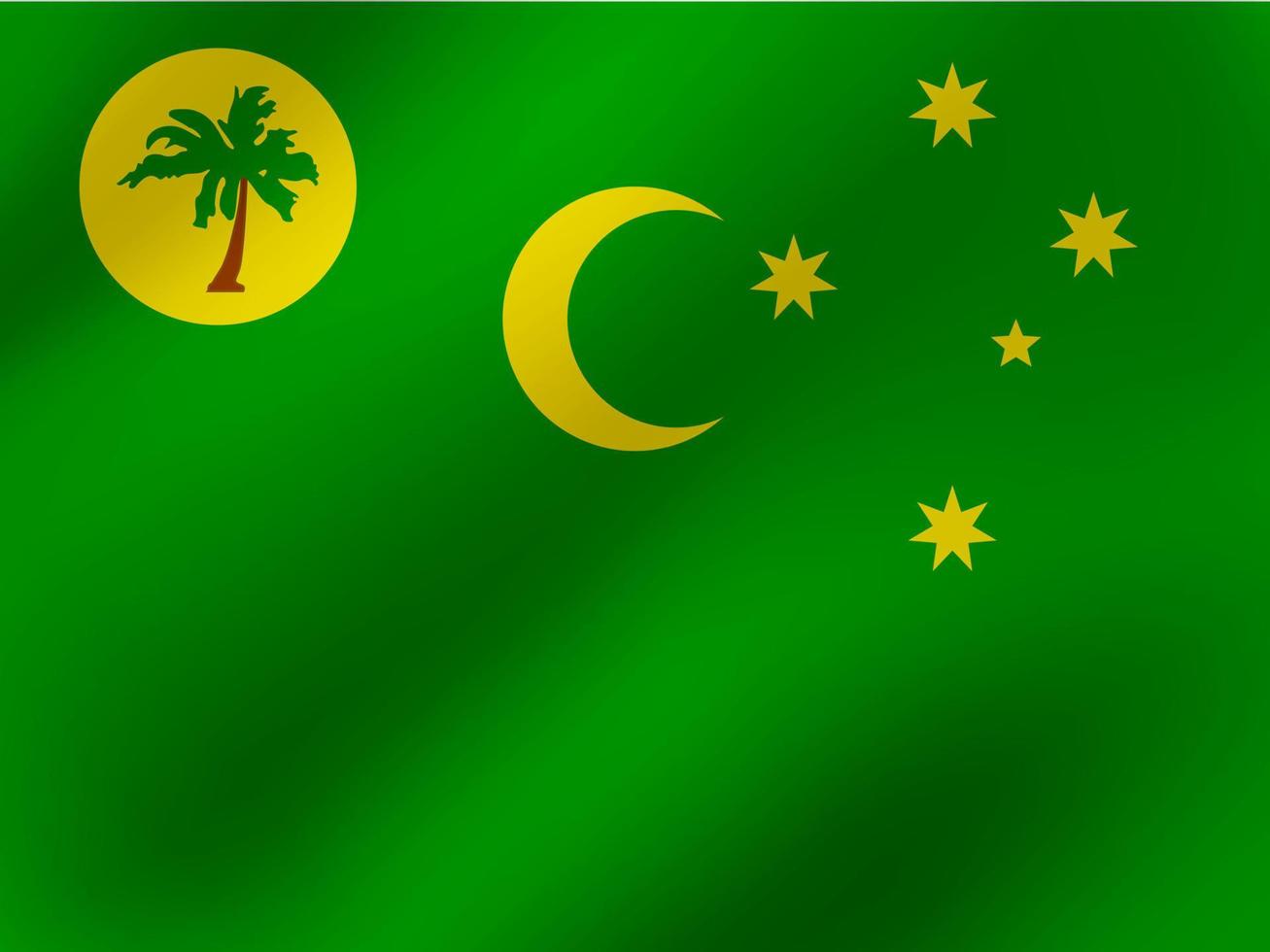 illustrazione ondulata realistica di vettore del design della bandiera dell'isola di cocos o keeling