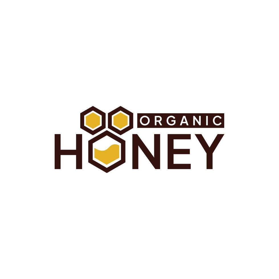 logo e icona di miele biologico fresco con nido d'ape vettore