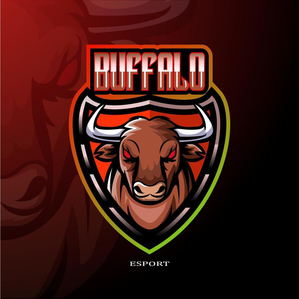 design del logo esport della mascotte del bufalo. vettore