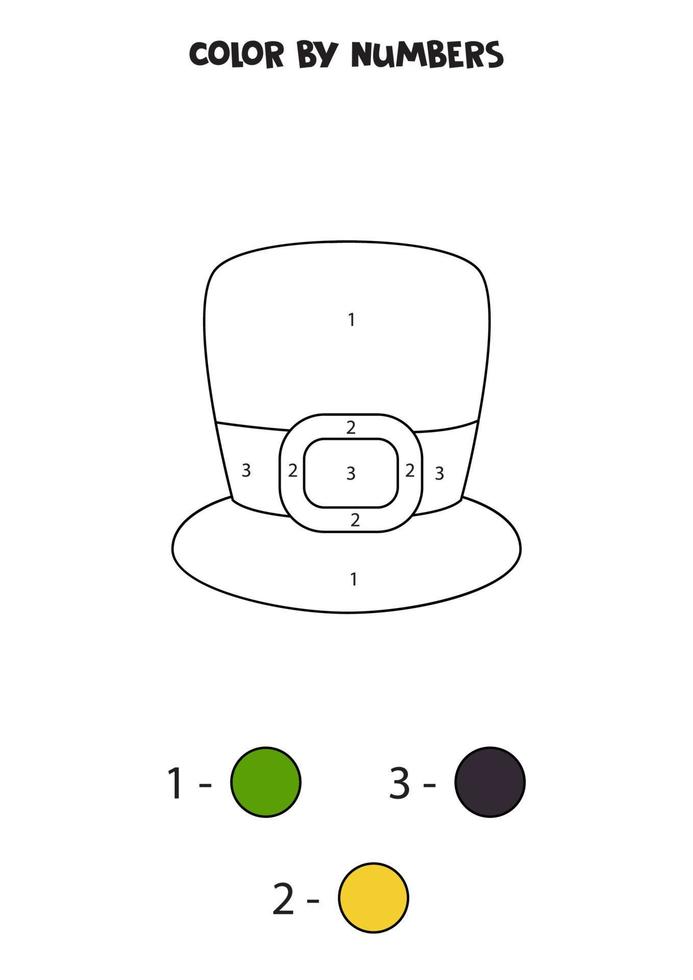 colore del cappello dei cartoni animati in base ai numeri. foglio di lavoro per bambini. vettore