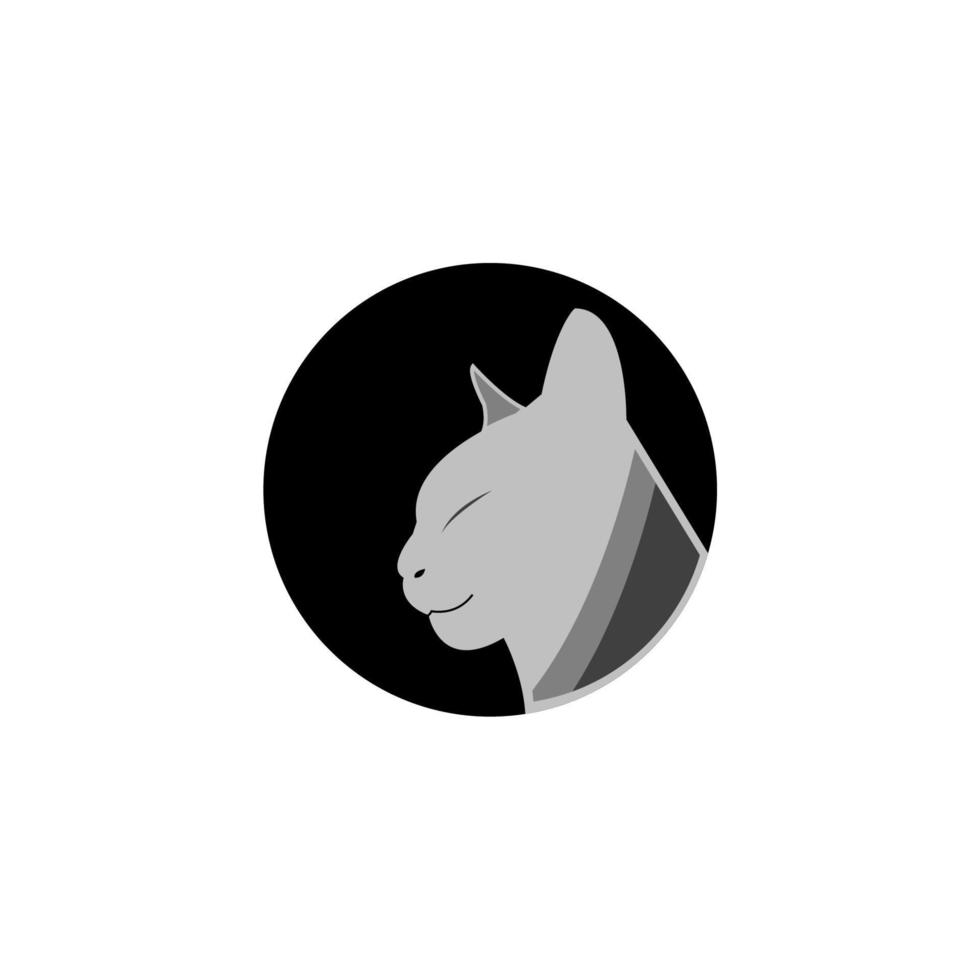 disegno del logo del gatto monocromatico. illustrazione vettoriale. vettore