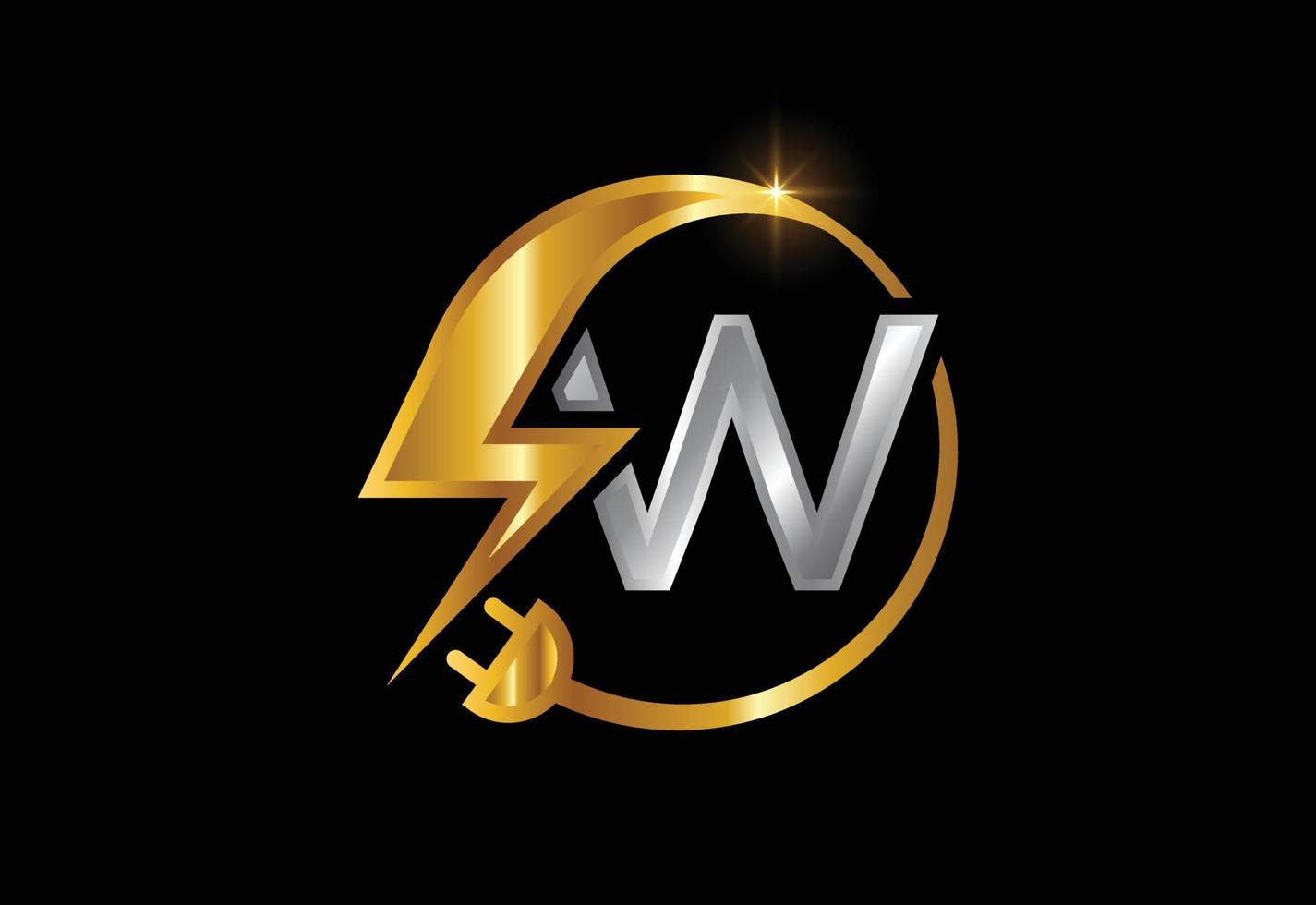 segno elettrico con la lettera w, il logo dell'elettricità, il logo dell'energia elettrica e il disegno vettoriale delle icone
