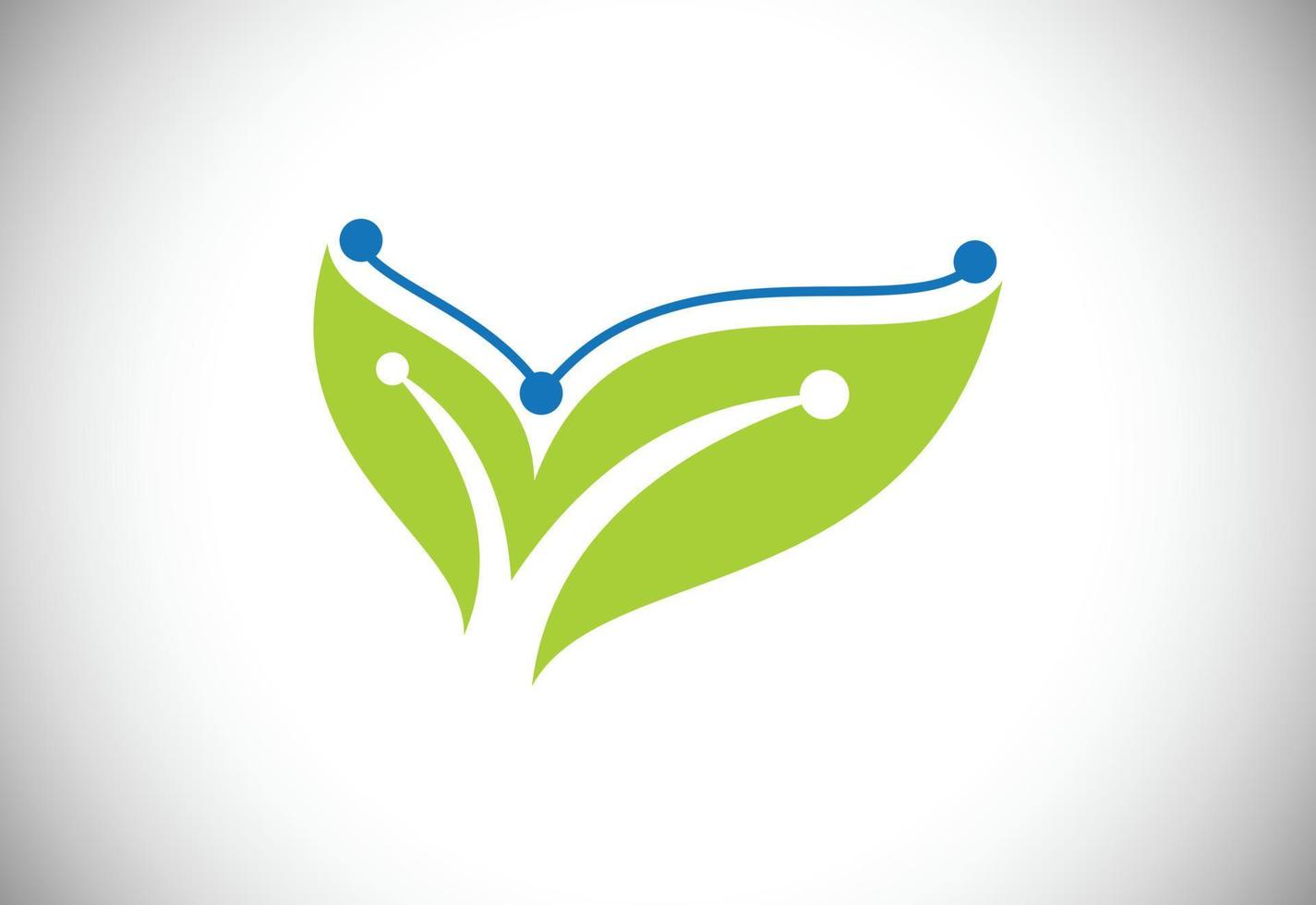modello di progettazione logo tecnologia foglia creativa, concetto di design logo tecnologia verde vettore