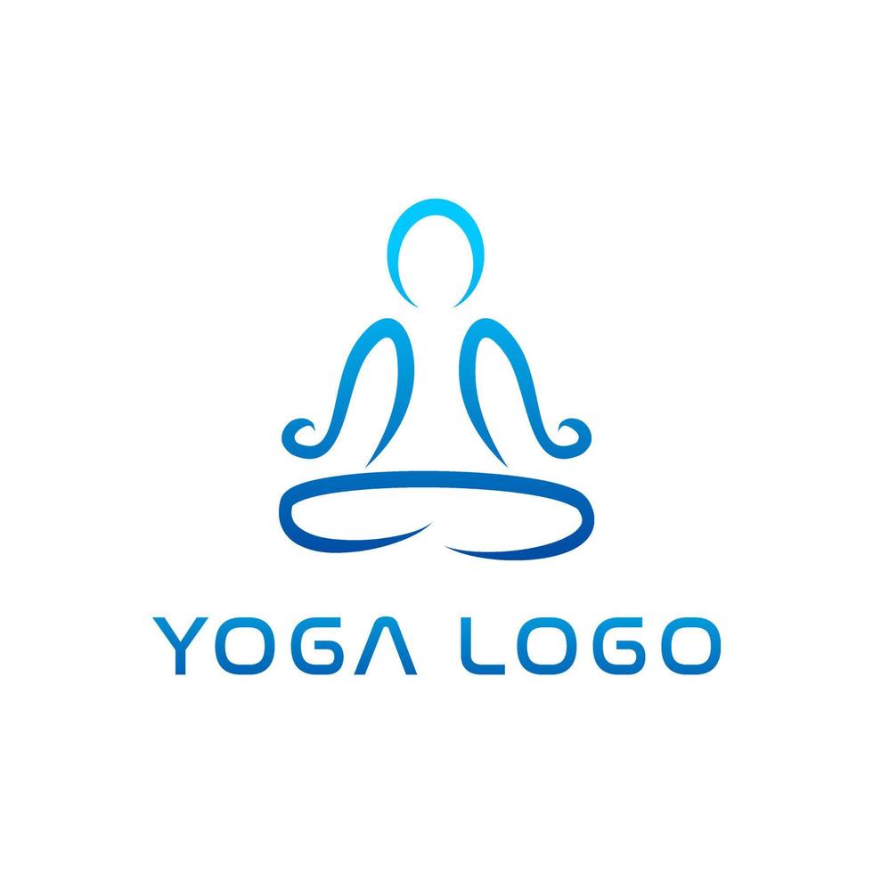 modello di logo yoga con l'immagine di una persona seduta a gambe incrociate. vettore
