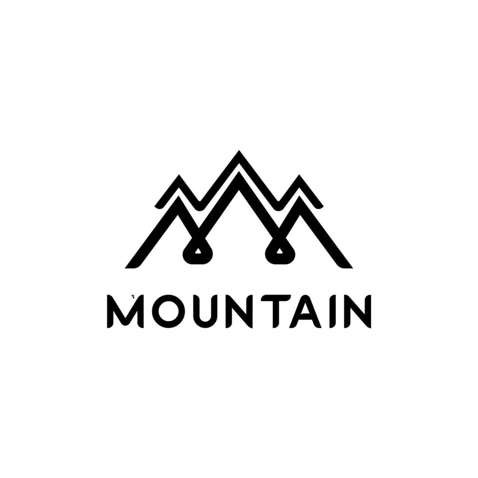 modello di logo con tre montagne a forma di bordo nero. vettore