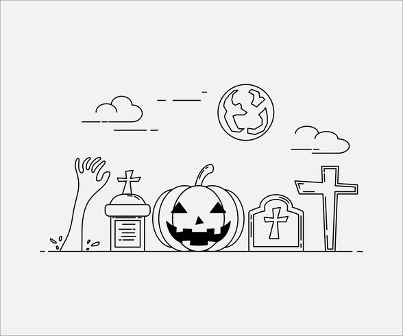 Stile arte linea piatta. design per halloween. sito Web e banner. vettore