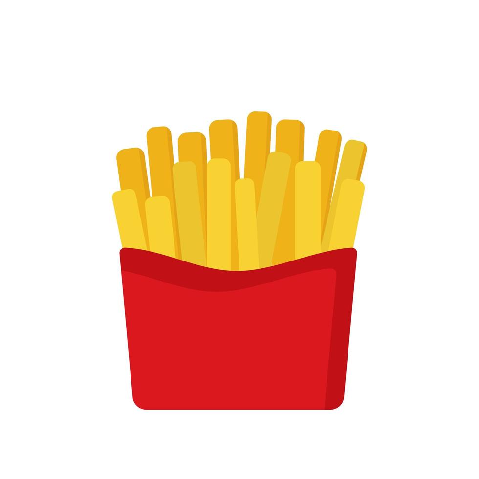 patate fritte francesi in una scatola rossa del pacchetto. illustrazione vettoriale dei cartoni animati.