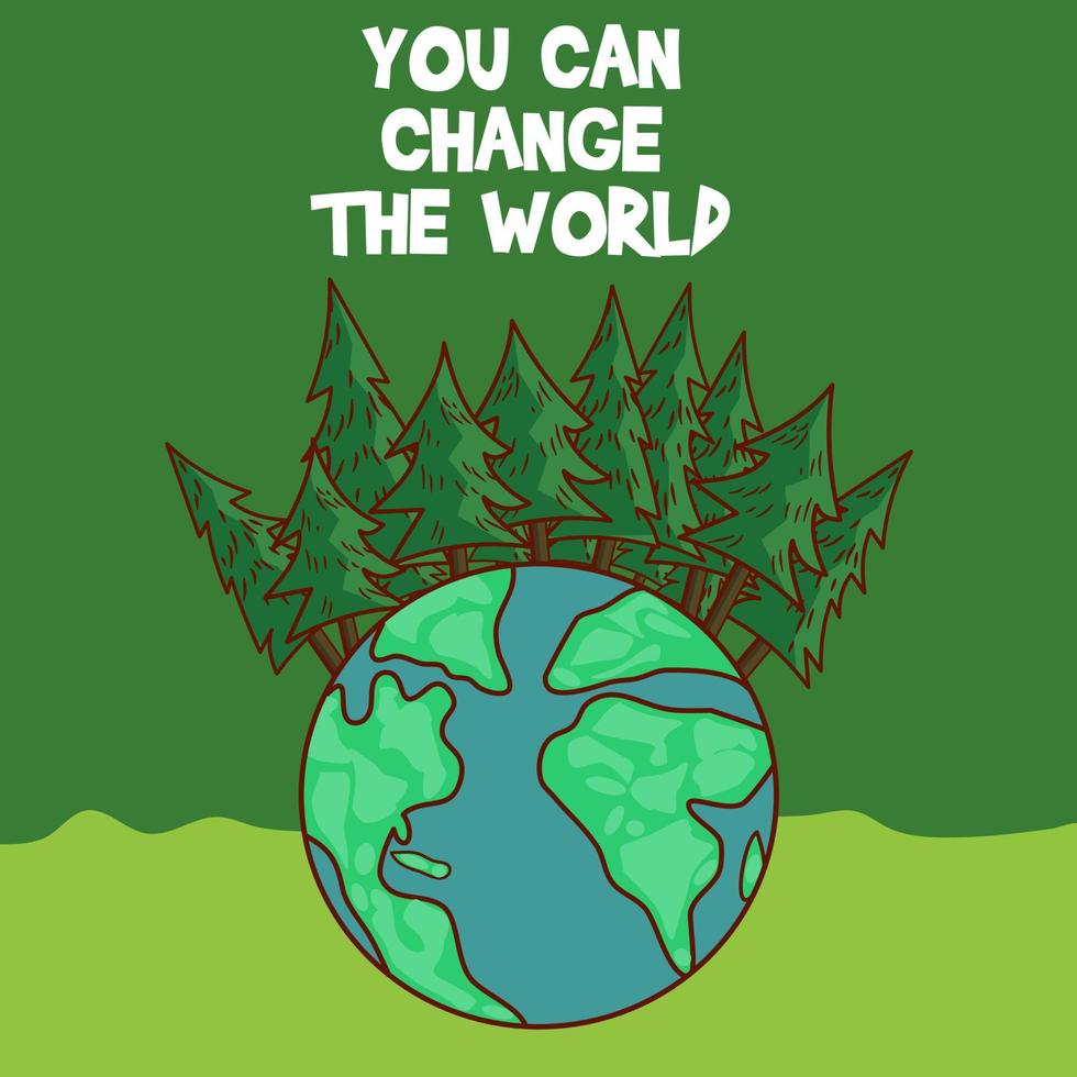 globo terrestre con foresta in cima adatto per l'illustrazione della campagna verde vettore