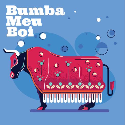 Illustrazione Bull with Cloth and Attributes o Bumba Meu Boi Carnival vettore