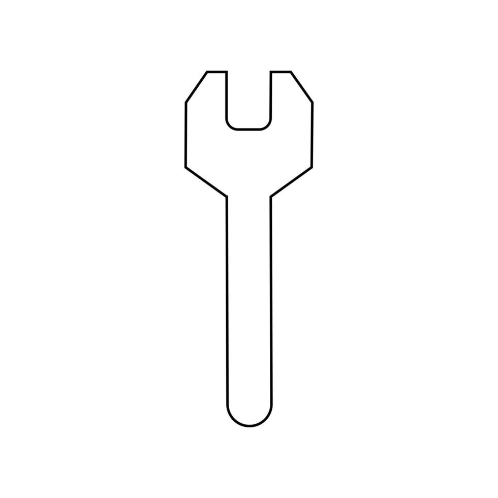 icona della chiave inglese di contorno. pulsante di servizio. simbolo della chiave inglese. vettore