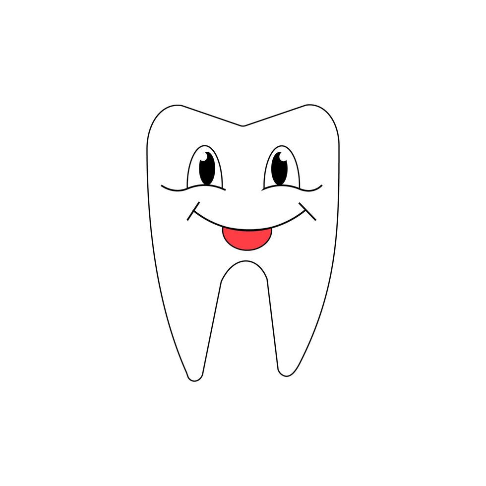 illustrazione del dente dentale sorridente carino felice vettore