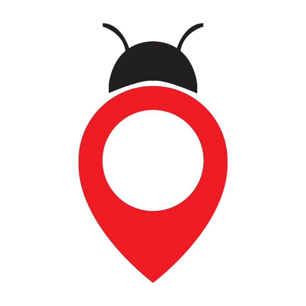 pin posizione mappa con lady bug insetto logo simbolo icona grafica vettoriale illustrazione idea creativa