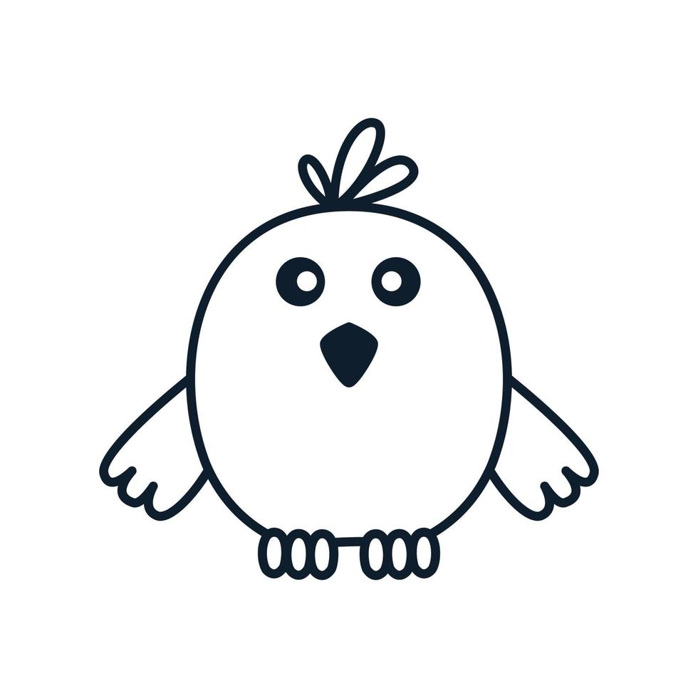 piccolo uccello o cheeper o annidato o poult simpatico cartone animato linea icona logo illustrazione vettore