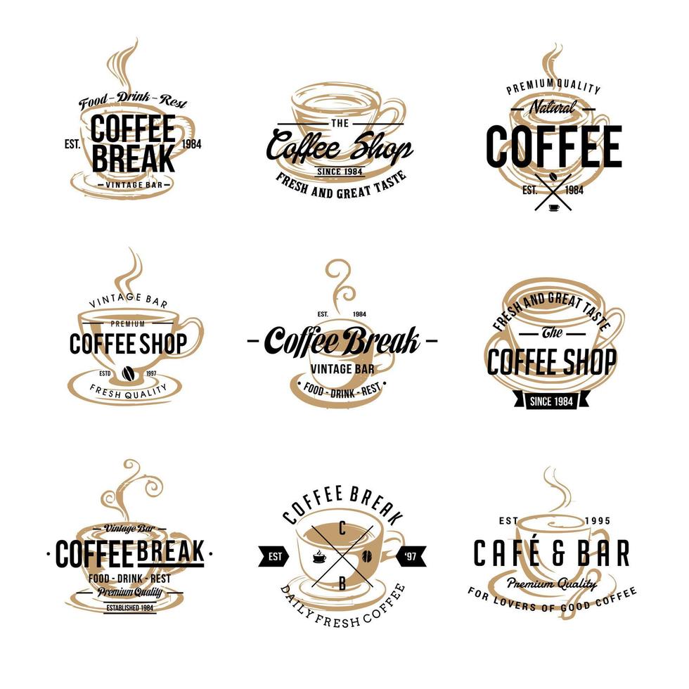 design del logo della caffetteria vintage vettore
