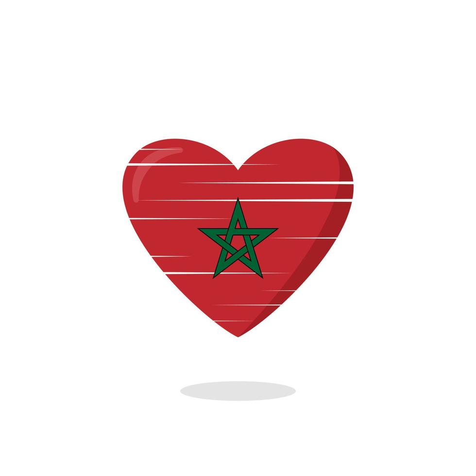 illustrazione di amore a forma di bandiera del marocco vettore