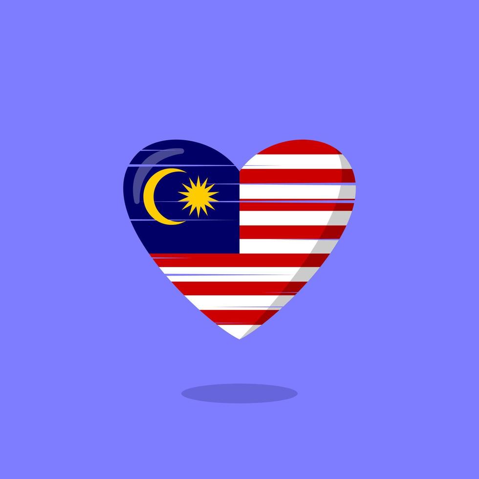 illustrazione di amore a forma di bandiera della Malesia vettore