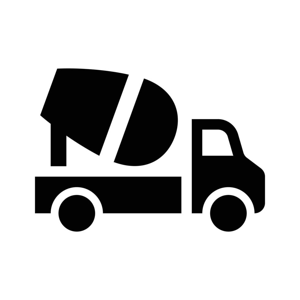 illustrazione del camion della betoniera dei materiali da costruzione, icona solida del camion del cemento vettore
