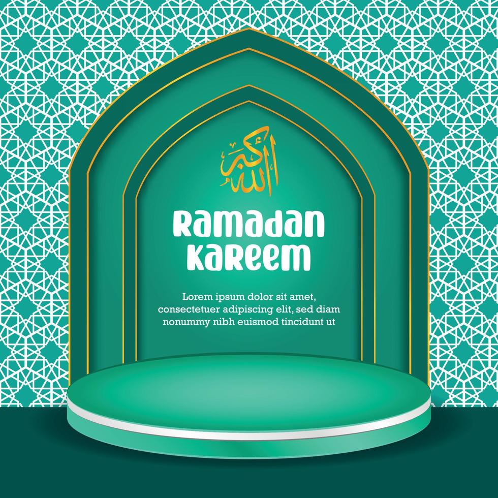 podio 3d a tema ramadan kareem vettore