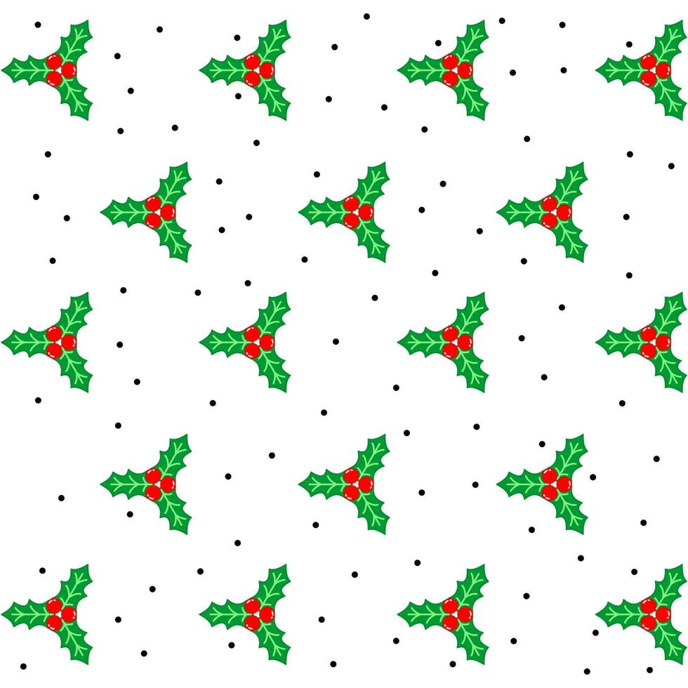 modello vettoriale senza soluzione di continuità invernale con bacche di agrifoglio. parte della collezione di sfondi natalizi. modello senza cuciture isolato su sfondo bianco