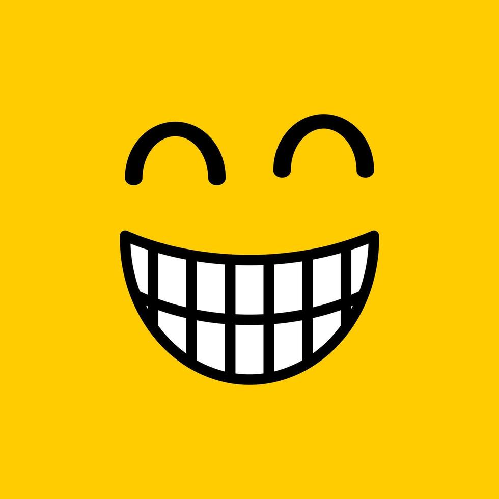 icona del sorriso. faccia sorridente logo su sfondo giallo. vettore