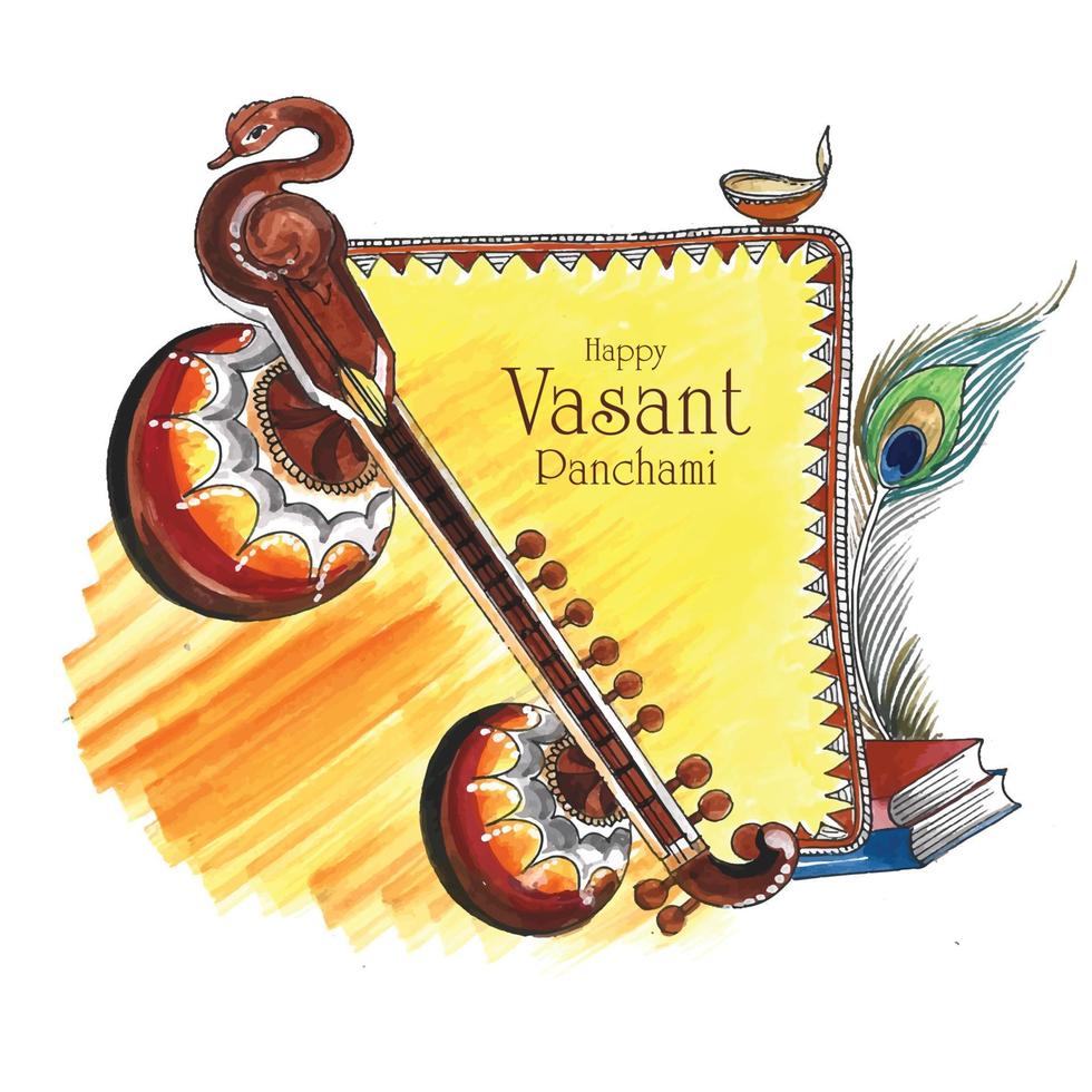felice vasant panchami sfondo della carta di celebrazione vettore
