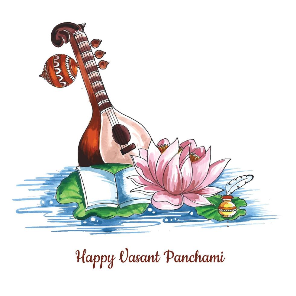 felice vasant panchami festival indù celebrazione carta sfondo vettore