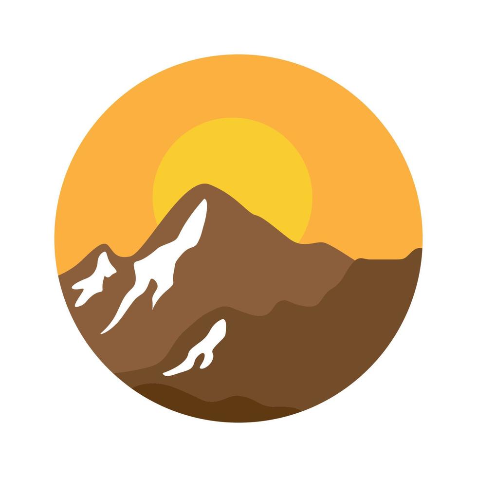 collina di pietra con il logo del tramonto disegno vettoriale simbolo grafico icona illustrazione idea creativa
