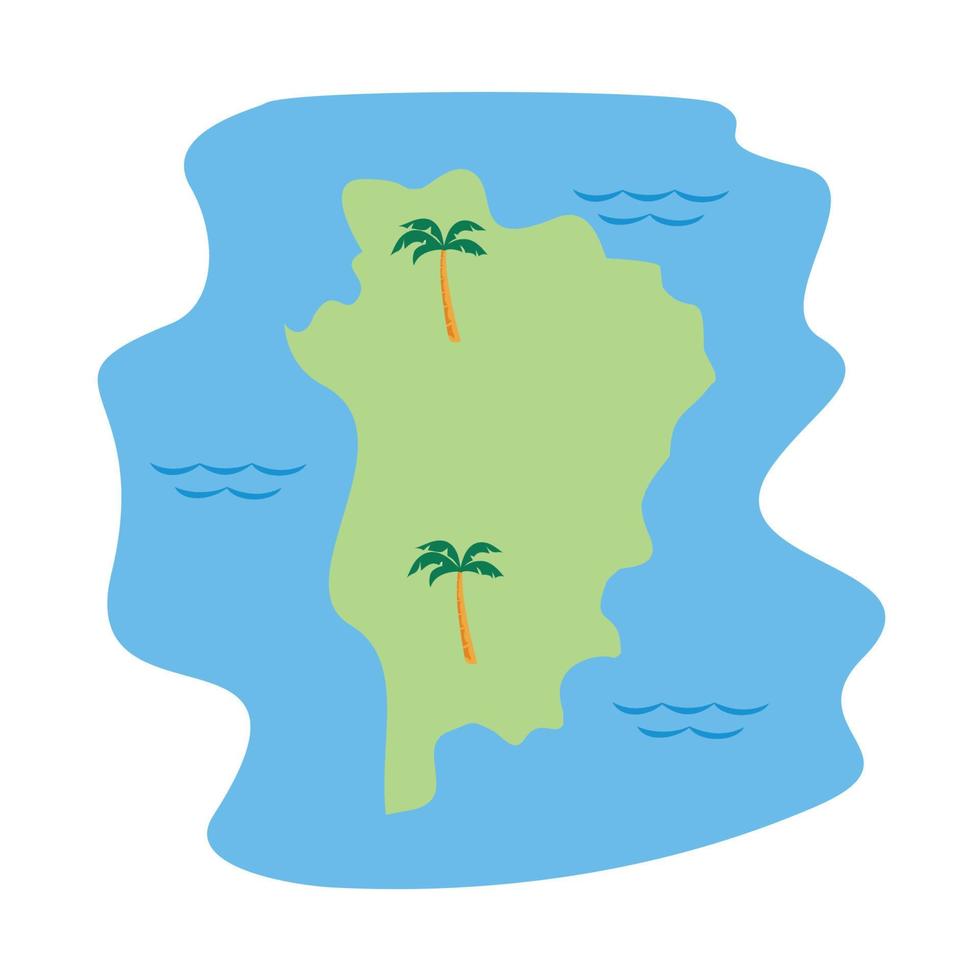 piccola isola con disegno vettoriale dell'illustrazione dell'albero di cocco