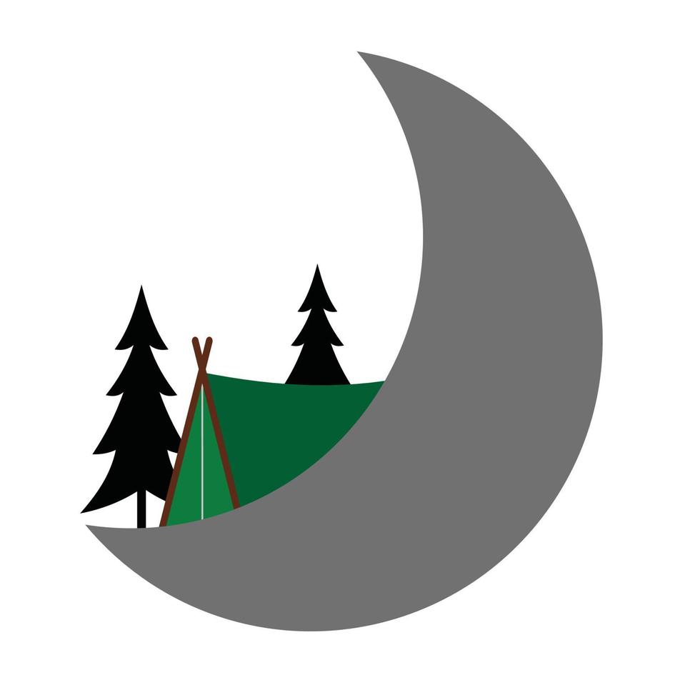 mezza luna e illustrazione del campeggio vettore