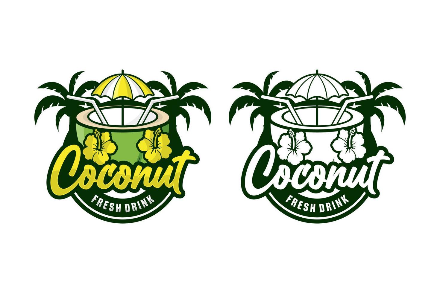 logo dell'illustrazione del design della bevanda fresca di cocco vettore