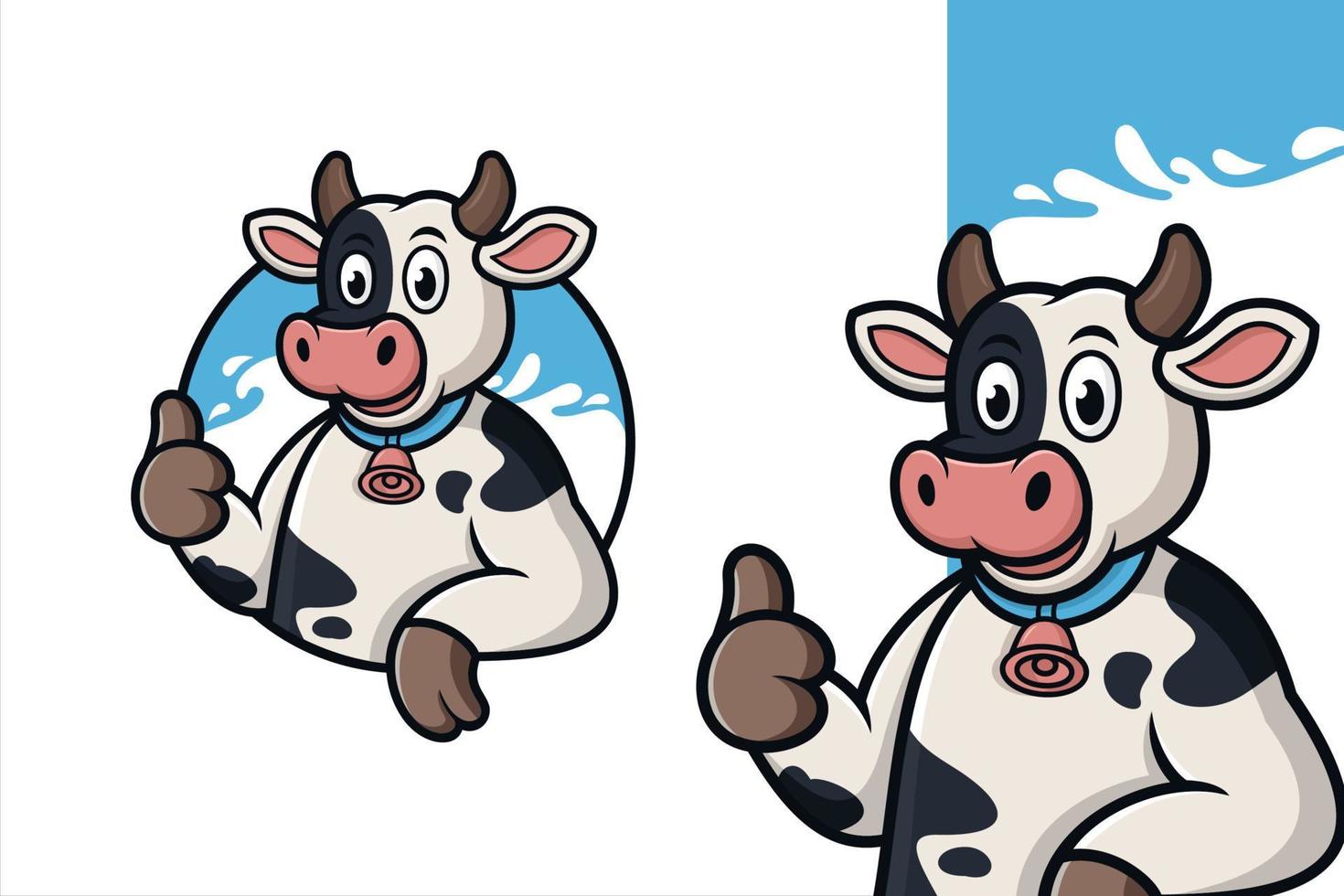 illustrazione di design della mascotte del latte di mucca vettore