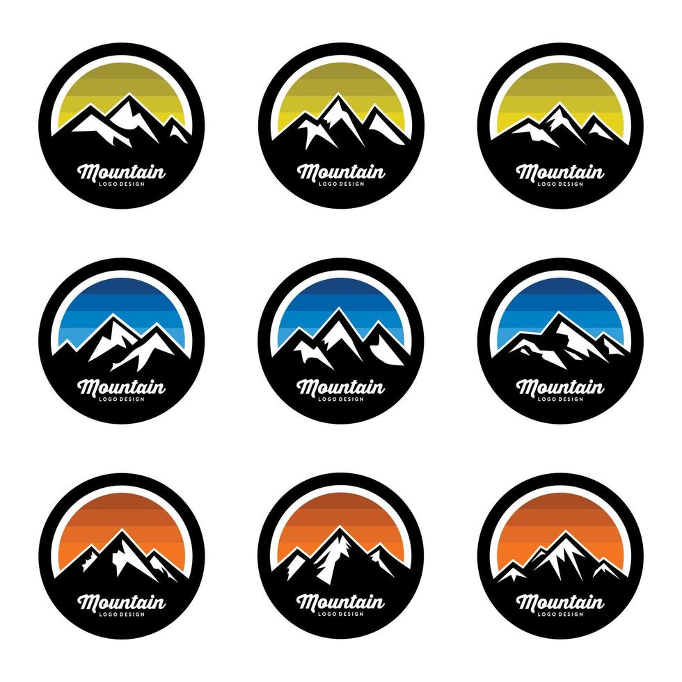 insieme di vettore di progettazione del logo di montagna