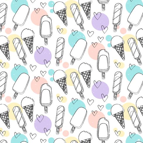 Modello disegnato a mano del gelato di vettore