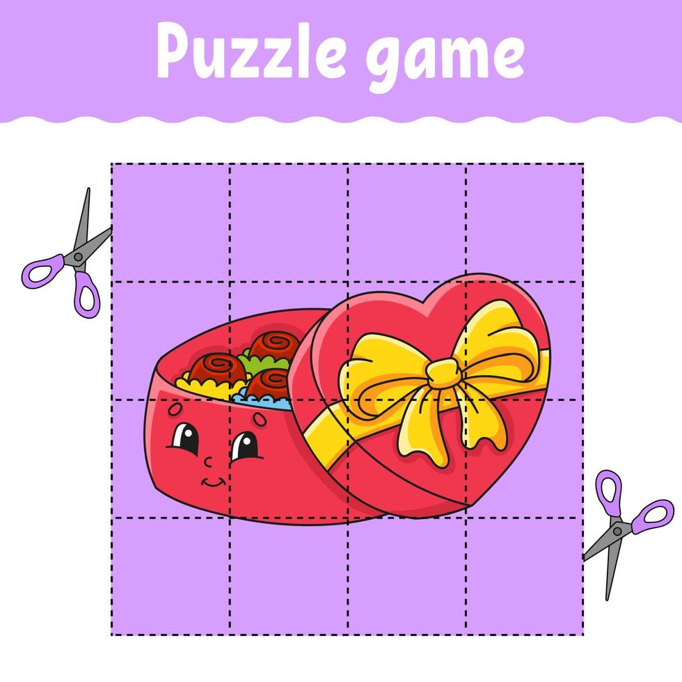 gioco di puzzle per bambini. foglio di lavoro per lo sviluppo dell'istruzione. gioco di apprendimento per bambini. pagina attività a colori. San Valentino. indovinello per la scuola materna. illustrazione vettoriale isolato in stile cartone animato.