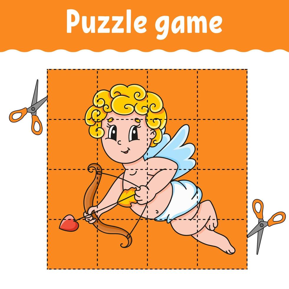 gioco di puzzle per bambini. foglio di lavoro per lo sviluppo dell'istruzione. gioco di apprendimento per bambini. pagina attività a colori. San Valentino. indovinello per la scuola materna. illustrazione vettoriale isolato in stile cartone animato.