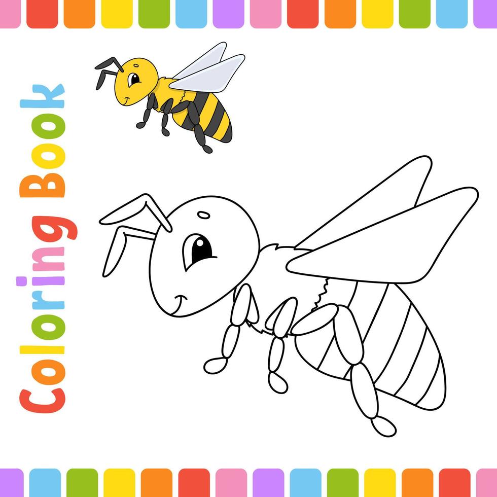 libro da colorare per bambini. carattere allegro. illustrazione vettoriale. stile cartone animato carino. pagina fantasy per bambini. sagoma contorno nero. isolato su sfondo bianco. vettore