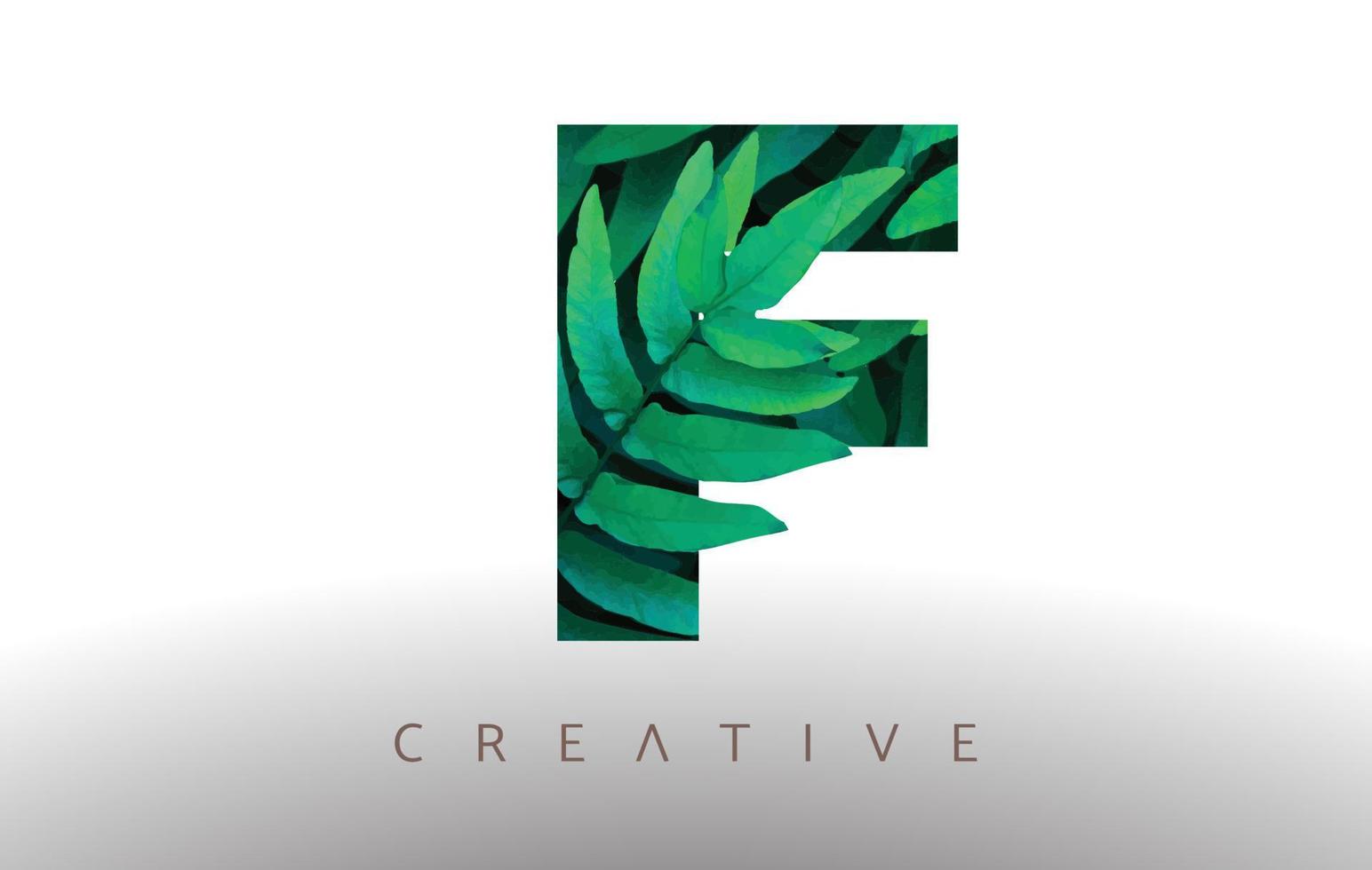 icona del design del logo botanico verde foglia eco lettera f realizzata con foglie verdi che escono dalla lettera. vettore
