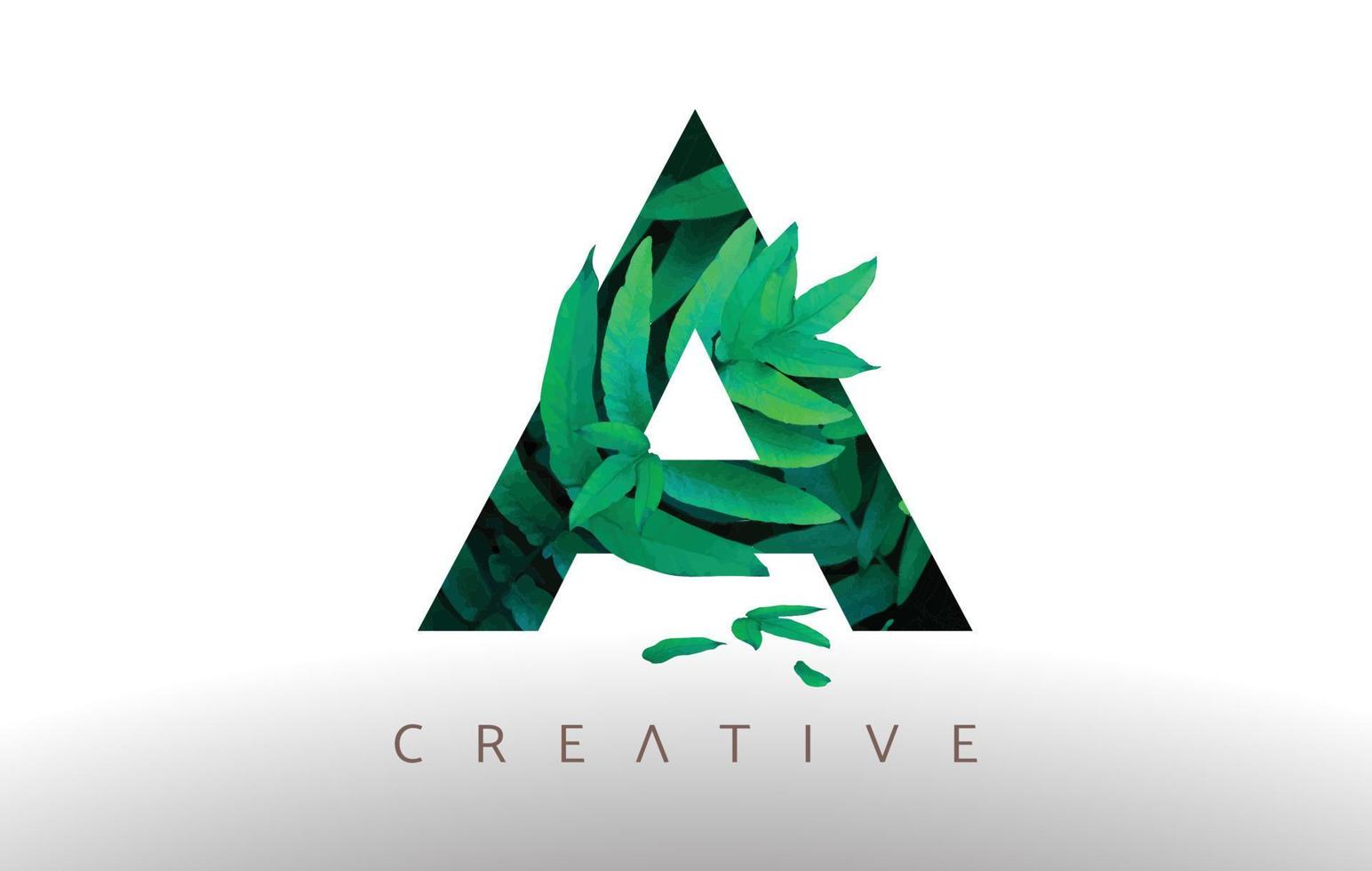 lettera a foglia verde botanica un'icona del design del logo composta da foglie verdi che escono dalla lettera. vettore