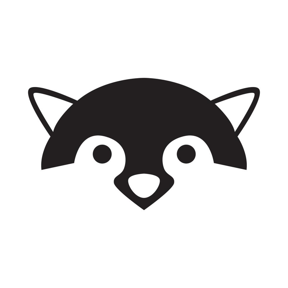 faccia piatta e carina raccoon logo design grafico vettoriale simbolo icona illustrazione del segno idea creativa