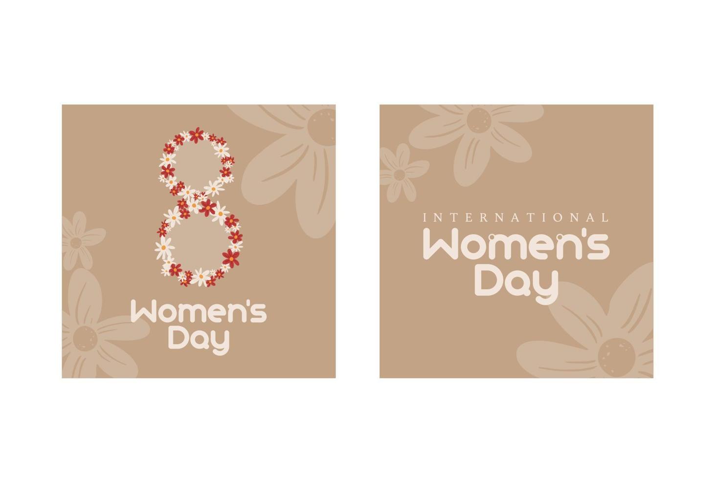 cartoline per l'8 marzo in colori naturali. giornata internazionale della donna. otto di fiori vettore