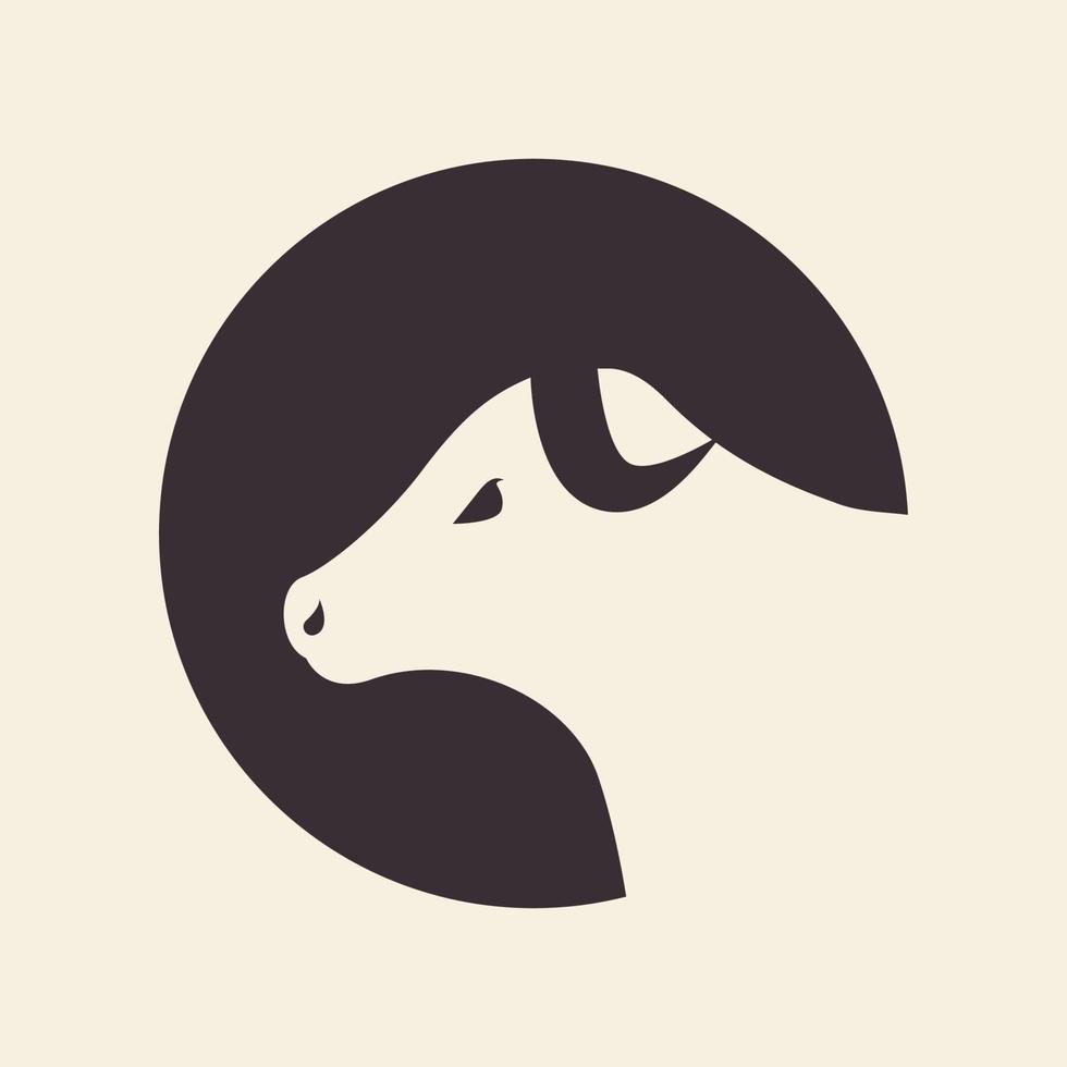 vista laterale testa mucca bestiame vintage logo design grafico vettoriale simbolo icona segno illustrazione idea creativa