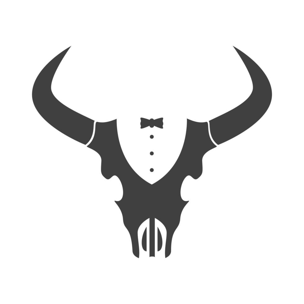 teschio di vacca con cravatta logo design grafico vettoriale simbolo icona illustrazione del segno idea creativa