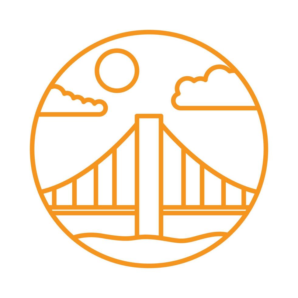 linea circolare con ponte logo minimalista disegno vettoriale simbolo grafico icona segno illustrazione idea creativa