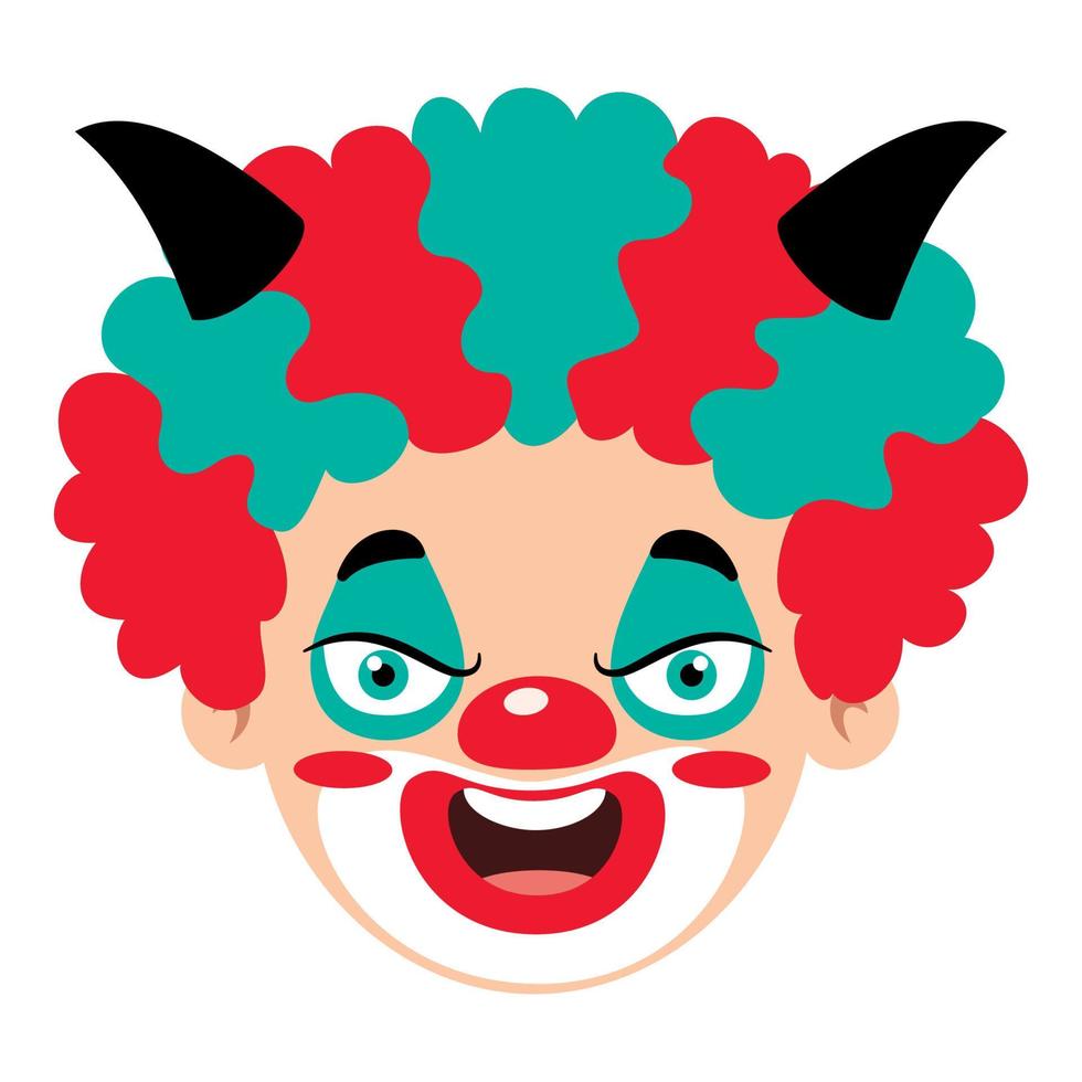 cartone animato di una faccia da clown inquietante vettore