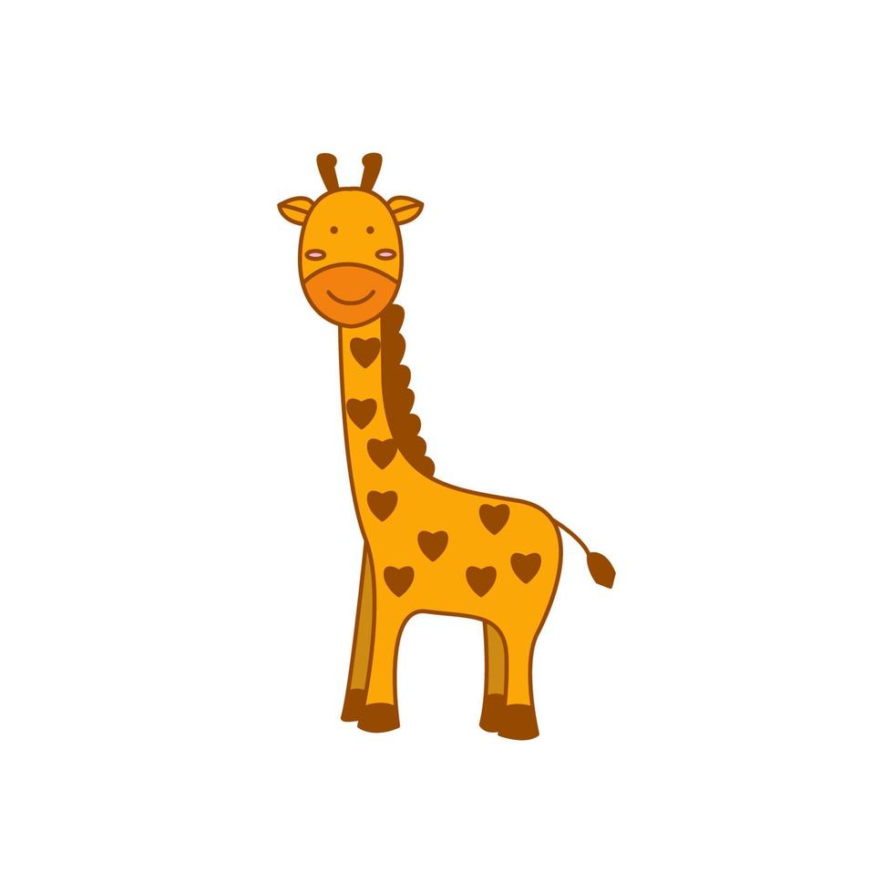 i bambini della giraffa sorridono simpatico cartone animato logo illustrazione vettoriale