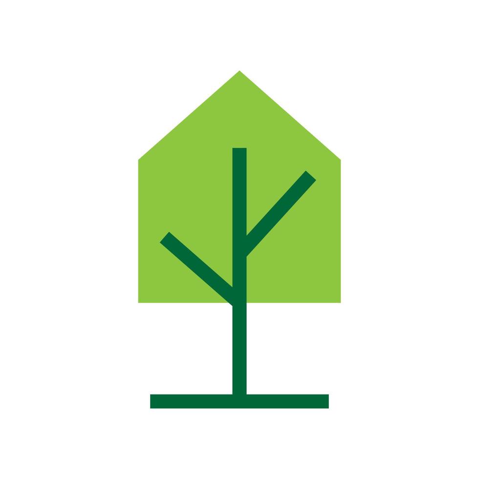 albero astratto verde con foglia forma casa logo simbolo icona grafica vettoriale illustrazione idea creativa