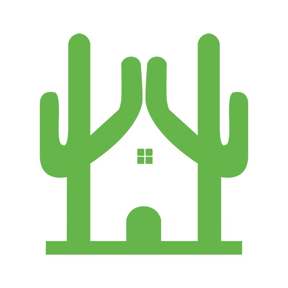 pianta di cactus verde con logo domestico design grafico vettoriale simbolo icona illustrazione del segno idea creativa